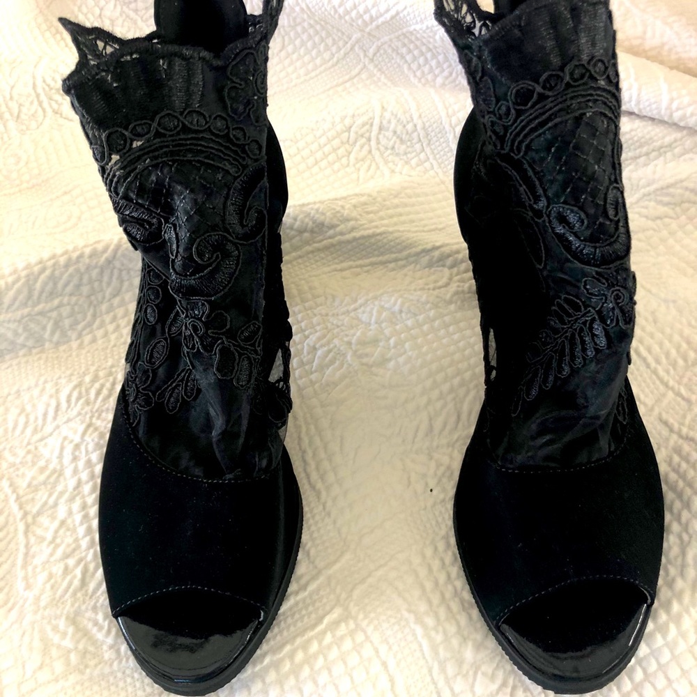 Suede and Lace Booties